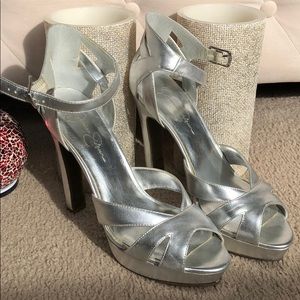 Metallic silver Jessica Simpson 5 inch heels